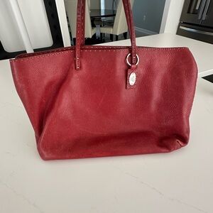 Fendi Elegant Red Leather Tote Bag